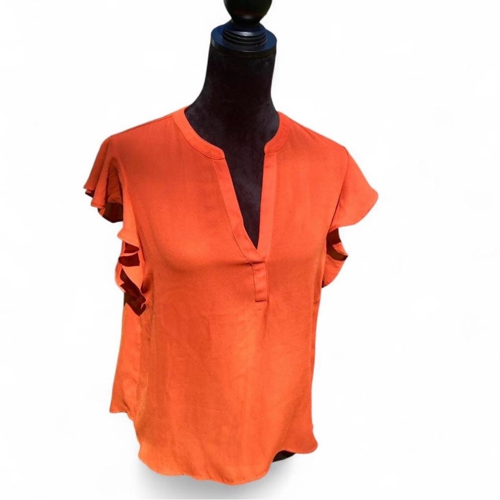Calvin Klein Orange Ruffle Sleeve Blouse